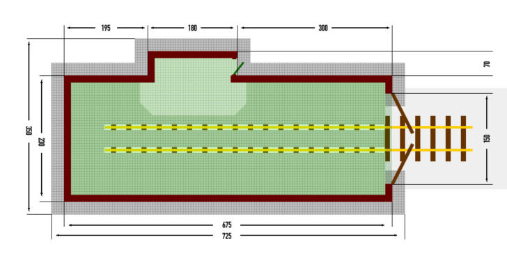 Grundriss des modifizierten Lokschuppens